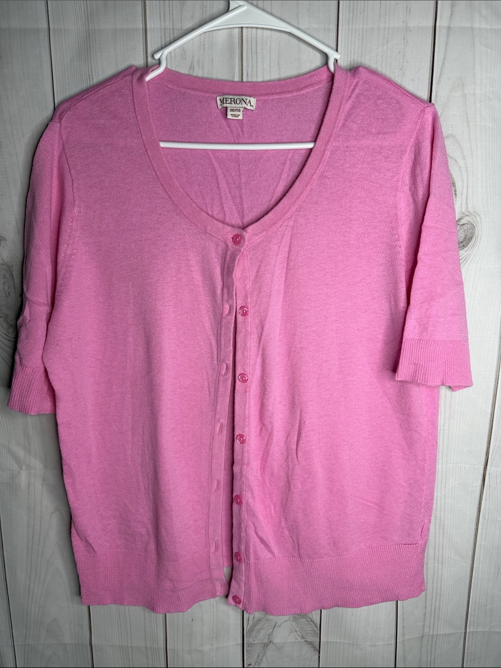 Merona Bright Pink Short-Sleeve Button Cardigan xxl -1164